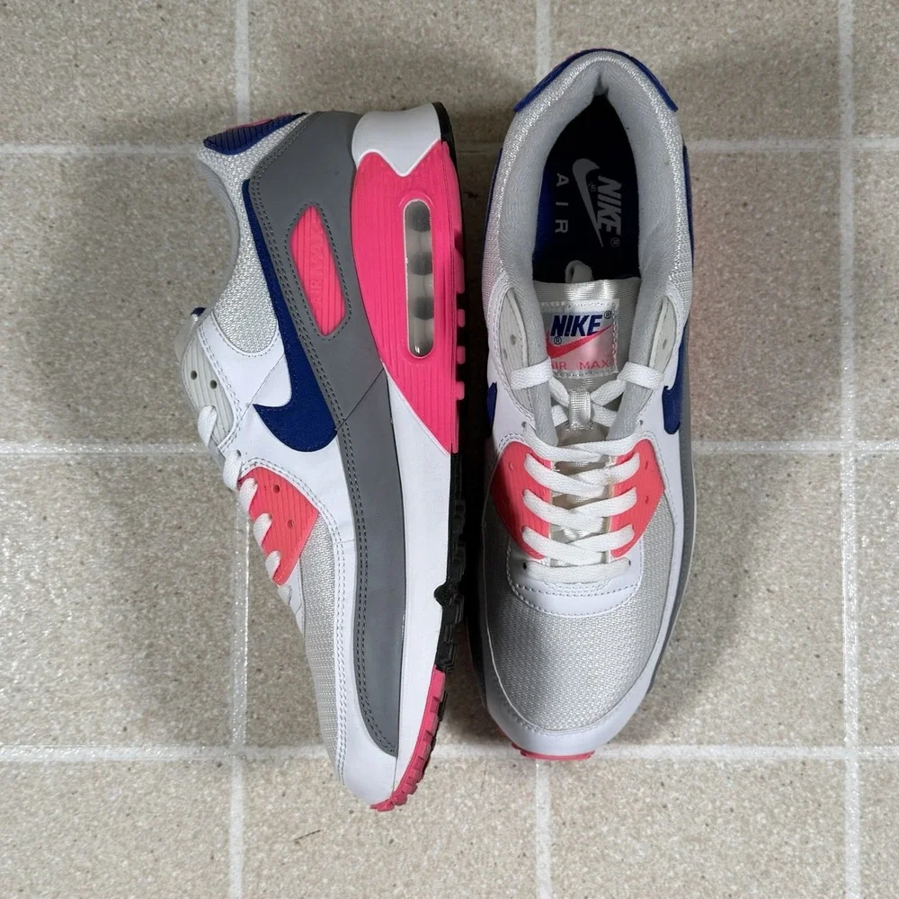Nike Air Max 90 Womens Sneakers White Pink Blue Size 14.5W / 13M CT1887-100